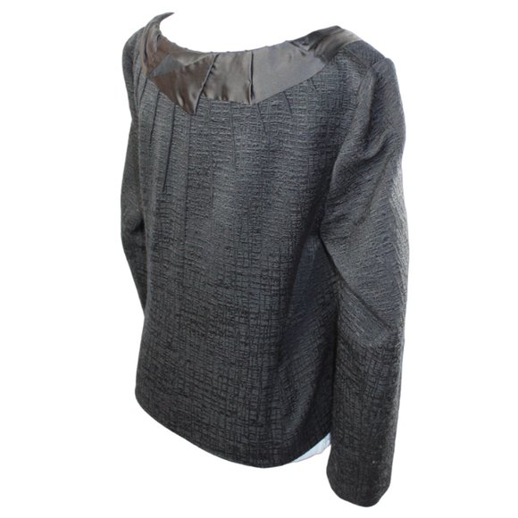 Elie Tahari Sabrina Rose Embellished Black Texture Suit Jacket, Size Lar… - Picture 7 of 12